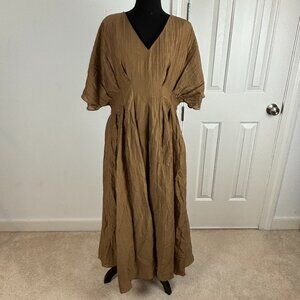 Mila Mae‎ Dolman Sleeve A-Line V-Neck Maxi Dress in Mocha Brown Size XL NWOT